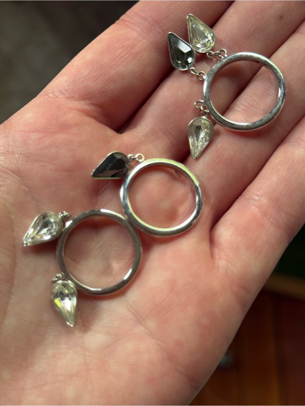 Vintage Swarovski dangly stack rings